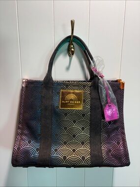 NWT Kurt Geiger London small southbank rainbow tote black canvas